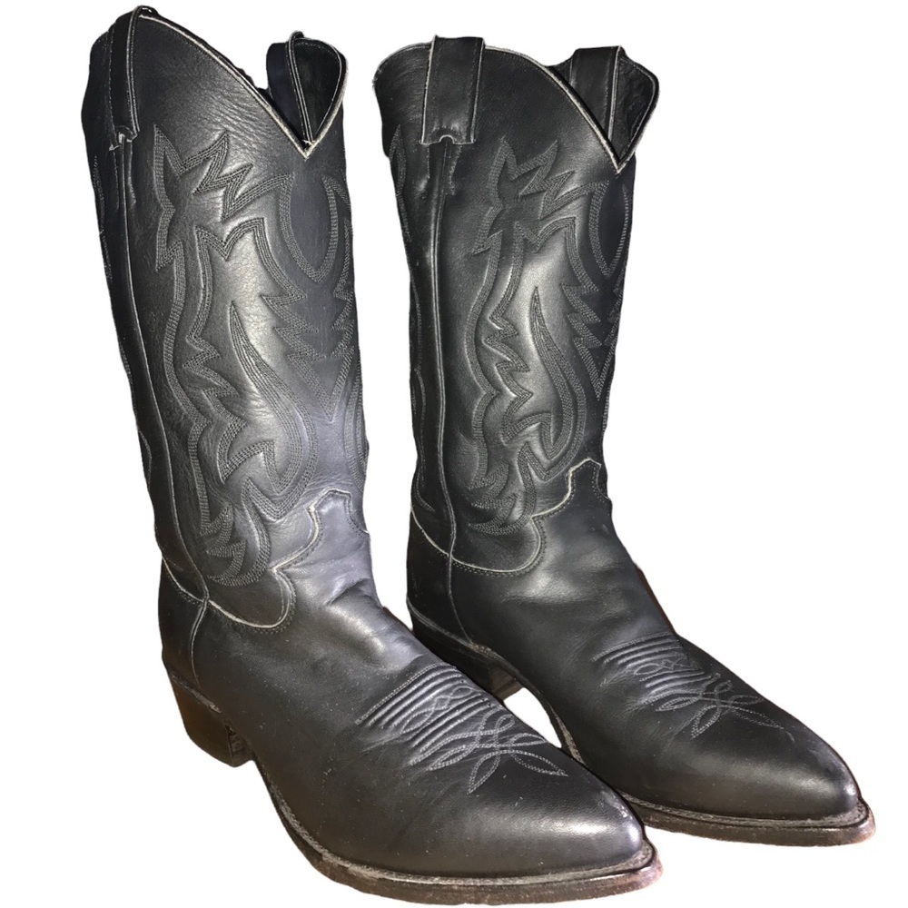 Justin Vintage Men’s Western Riding Cowboy Boots Black 8.5